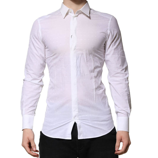 Dolce & Gabbana White GOLD Long Sleeves Dress Men Formal Shirt TSH906824-38