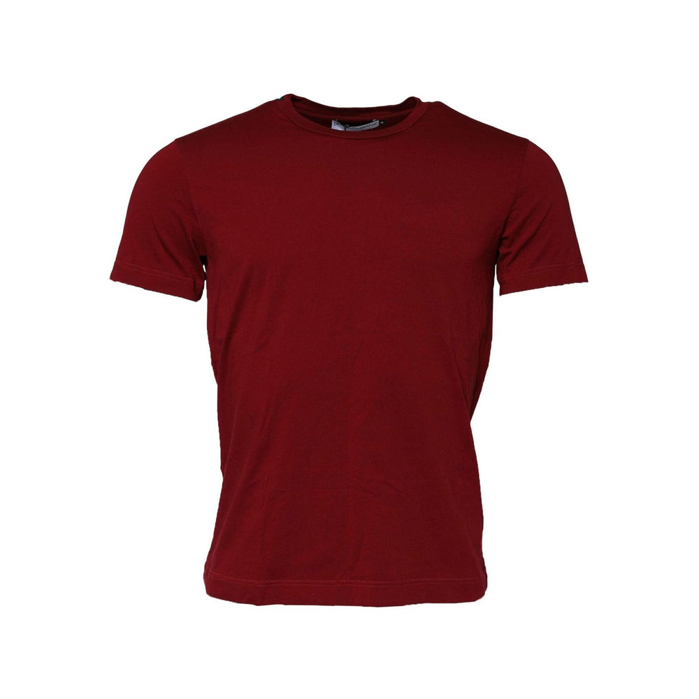 Dolce & Gabbana Dark Red Men Crew Neck Short Sleeve T-shirt TSH90555-48