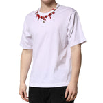 Dolce & Gabbana White Embellished Cotton Crew Neck T-shirt TSH90704-48