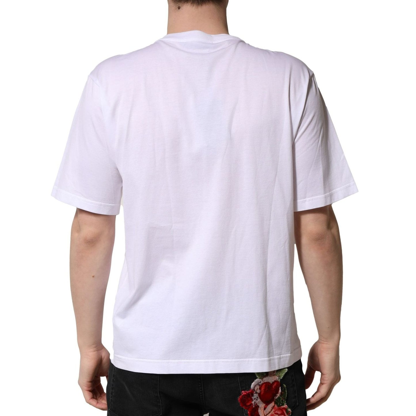 Dolce & Gabbana White Embellished Cotton Crew Neck T-shirt TSH90704-48