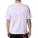 Dolce & Gabbana White Embellished Cotton Crew Neck T-shirt TSH90704-48