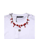 Dolce & Gabbana White Embellished Cotton Crew Neck T-shirt TSH90704-48
