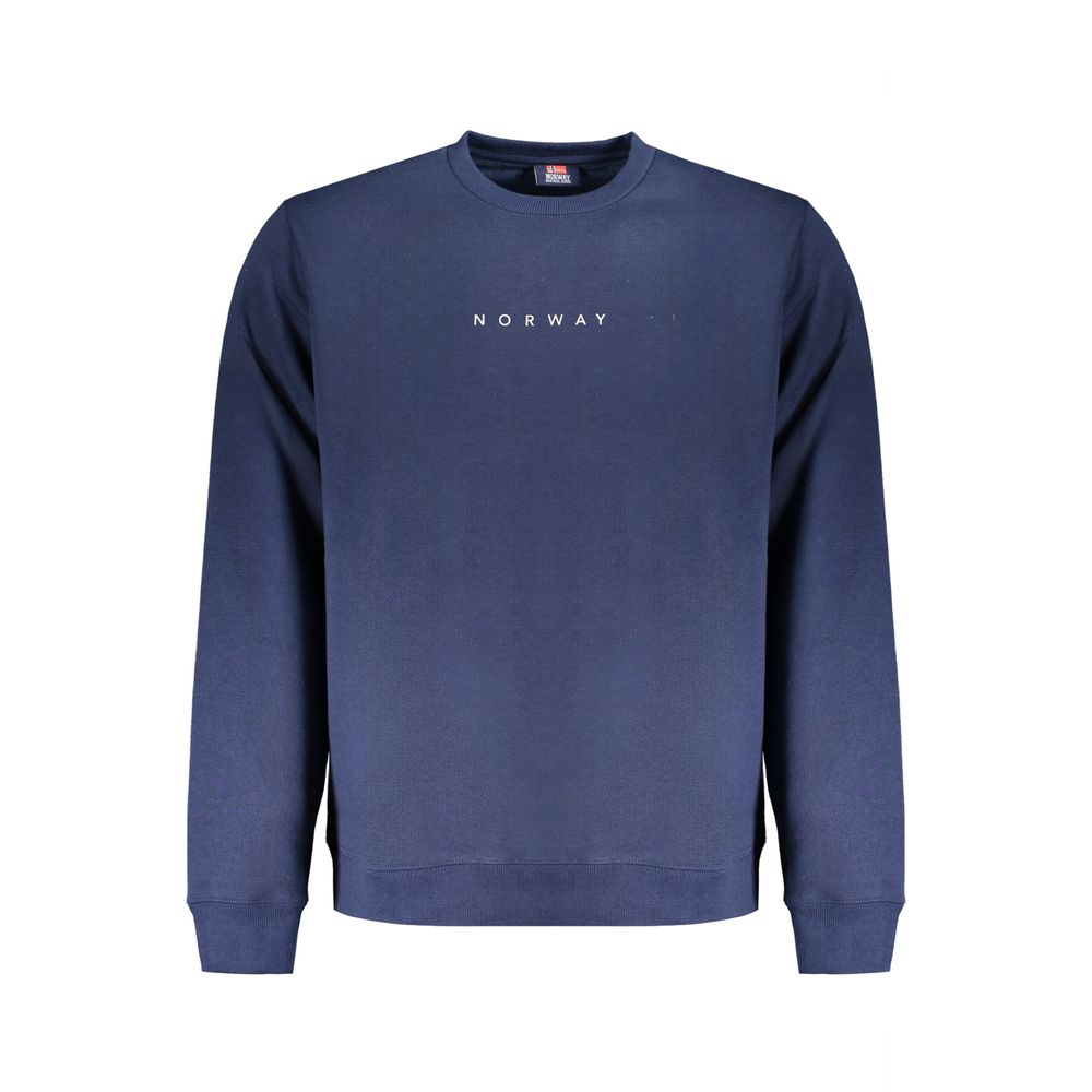 Norway 1963 Blue Cotton Men Sweater | Stylish crew neck with logo, premium fabric, bold blue hue | Elevate your wardrobe.