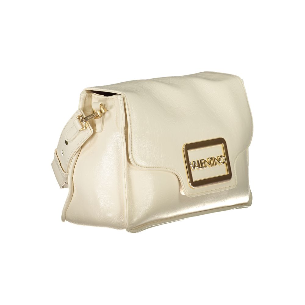 Mario Valentino Beige Polyethylene Women Handbag with detachable handle and adjustable strap, luxurious design for versatile elegance.