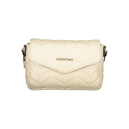 Mario Valentino Beige Polyethylene Handbag with adjustable strap, zip closure, and contrasting details featuring Valentino logo.