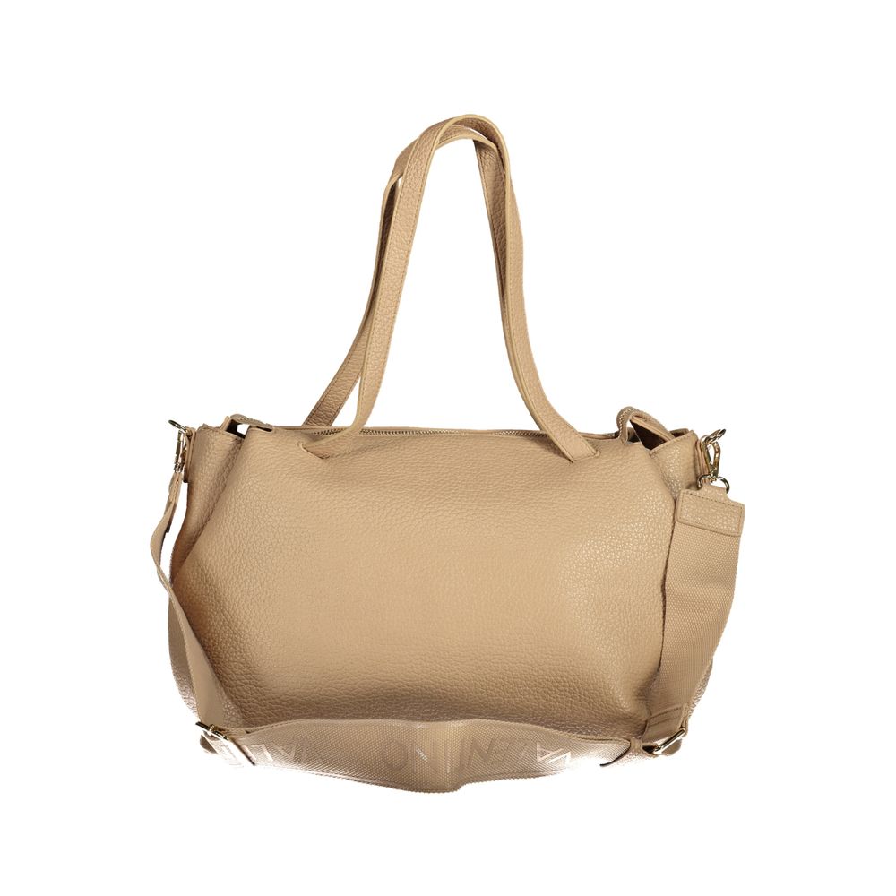 Mario Valentino Beige Polyurethane Women's Bag with Adjustable Shoulder Strap