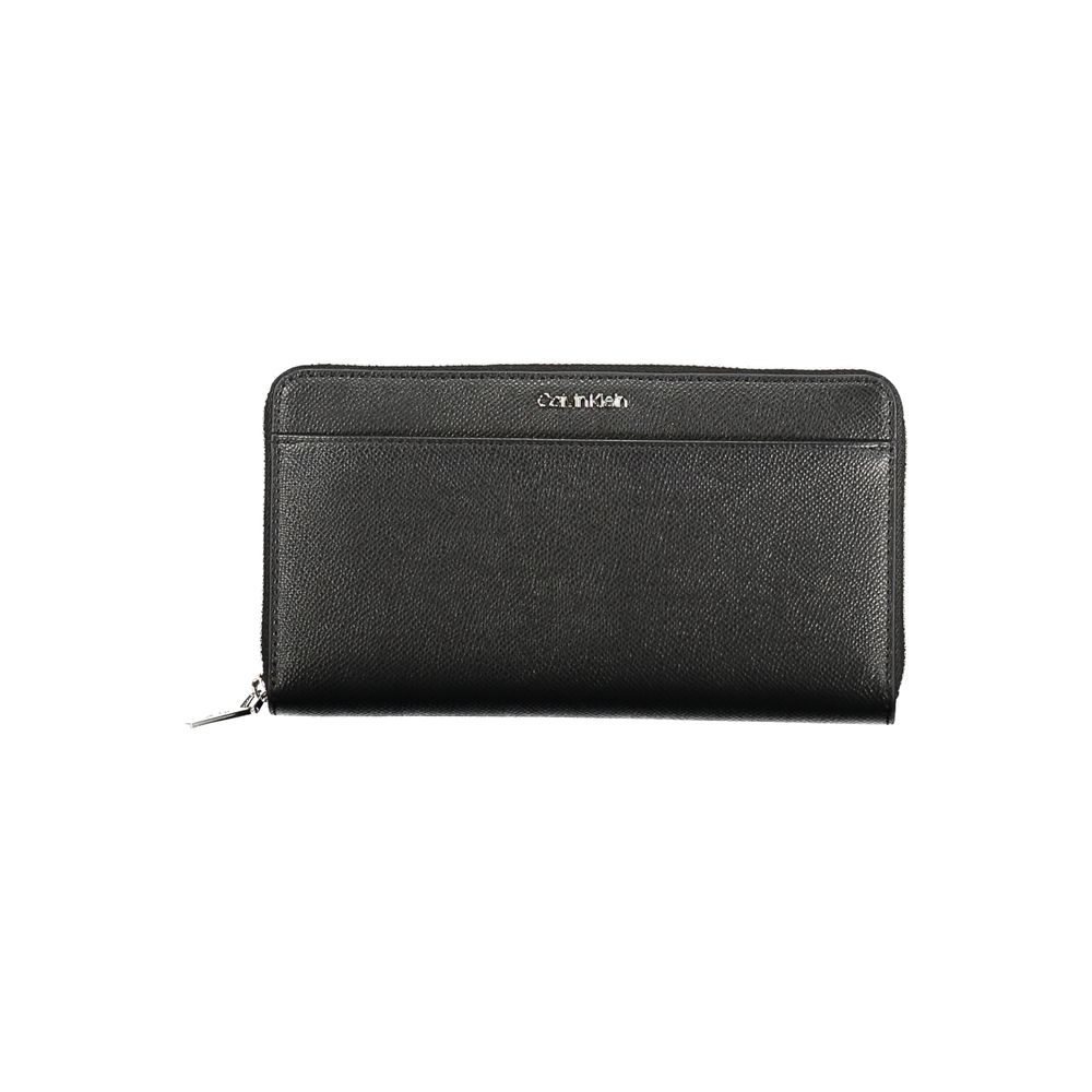 Calvin Klein Black Polyethylene Women Wallet in elegant eco-friendly design with two compartments and coin purse, luxury fashion accessory.