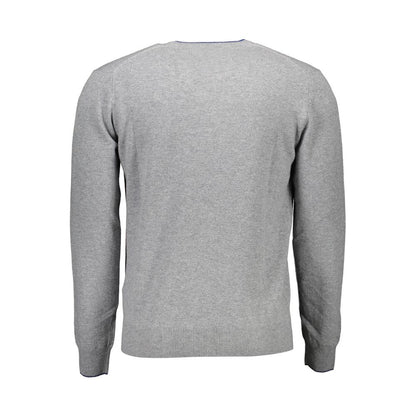 Back view of Harmont & Blaine Brown Wool Men Sweater showcasing long sleeves and classic design.