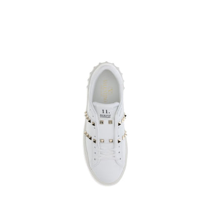 Valentino Garavani White Calf Leather Bos Taurus Platform Sneakers