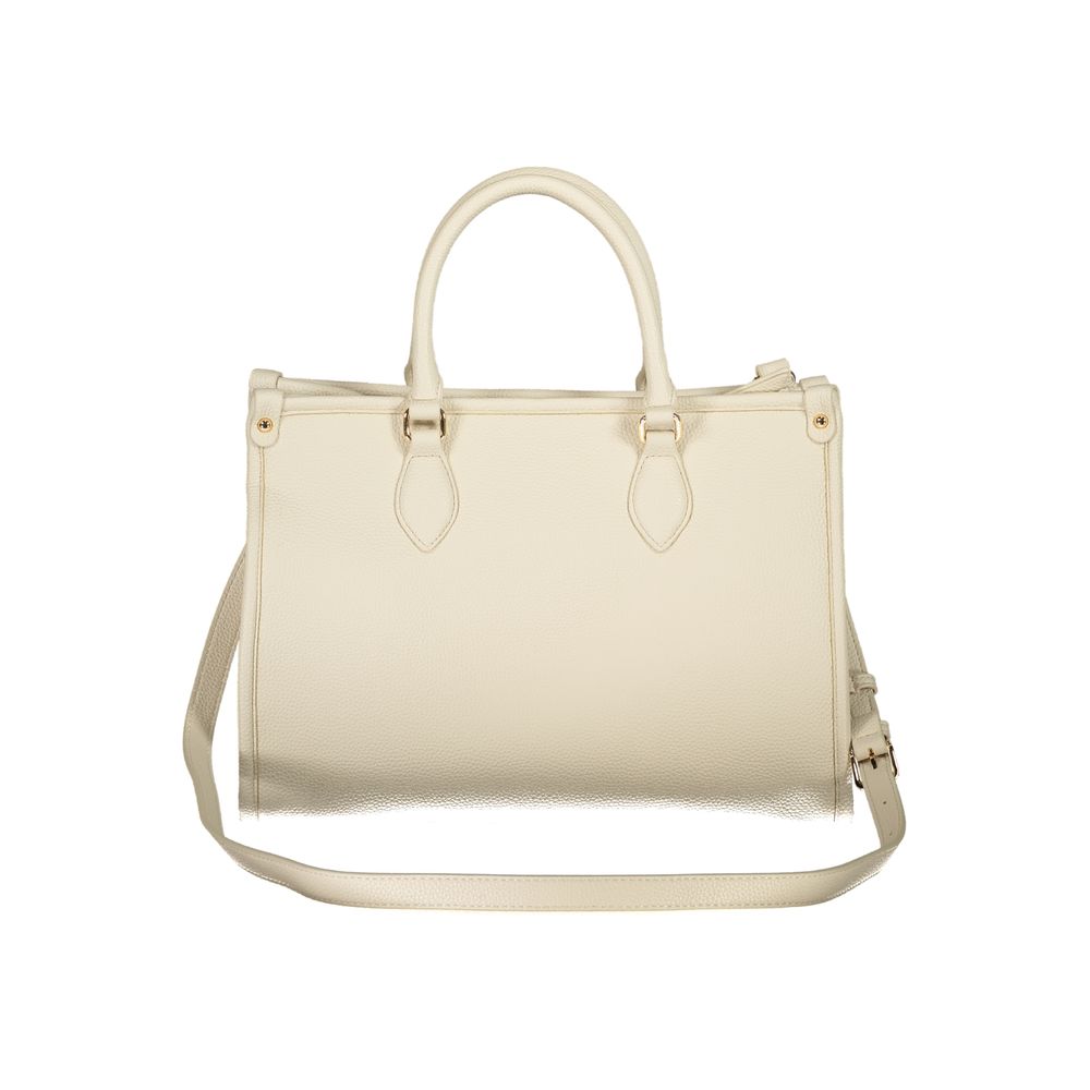 Mario Valentino Beige Polyethylene Handbag with handles, adjustable strap, internal pockets, zip closure, and protective feet.