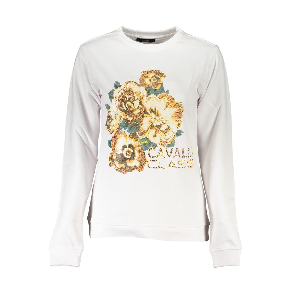 Cavalli Class White Cotton Sweater CA-26712-XS