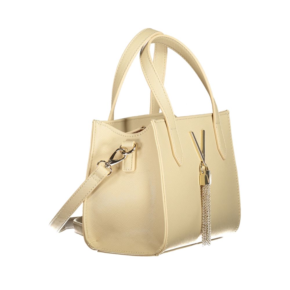 Mario Valentino Beige Polyethylene Women Handbag with adjustable strap and chic details.