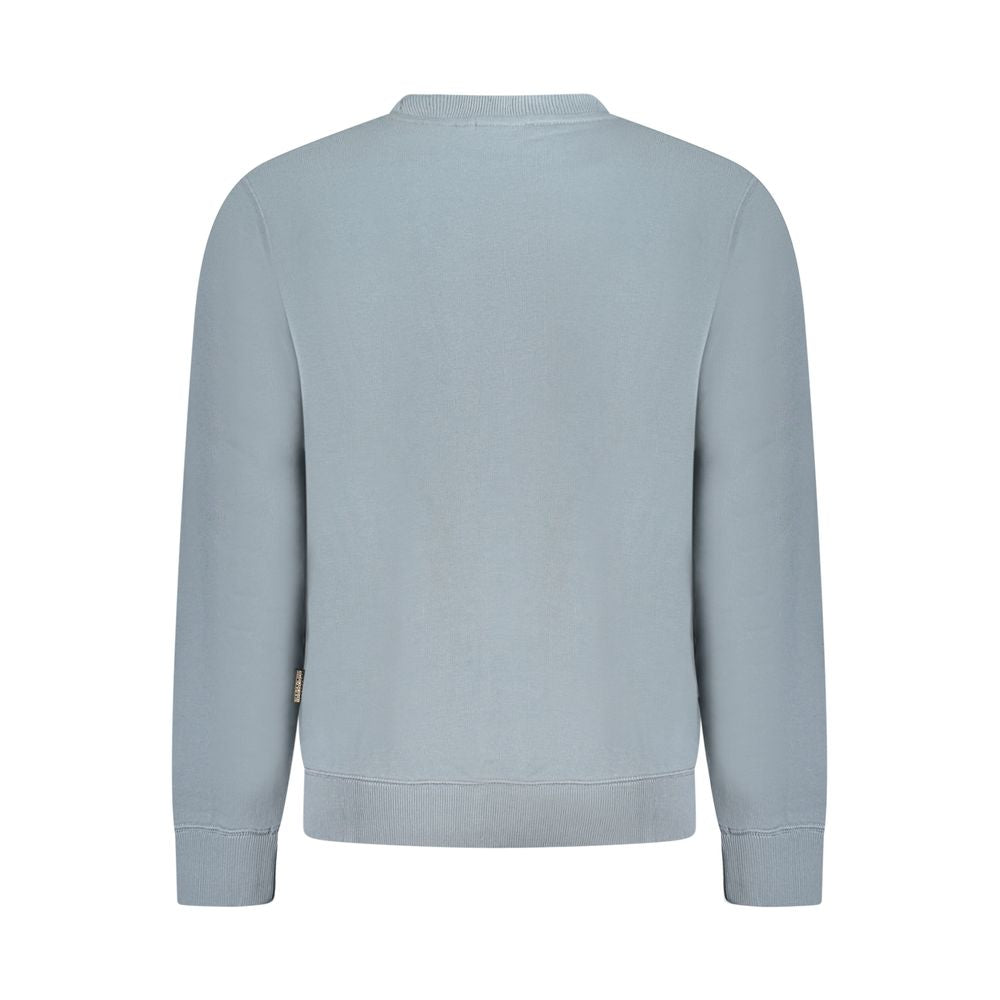 Back view of Napapijri Gray Cotton Men Sweater showcasing soft, premium cotton material.