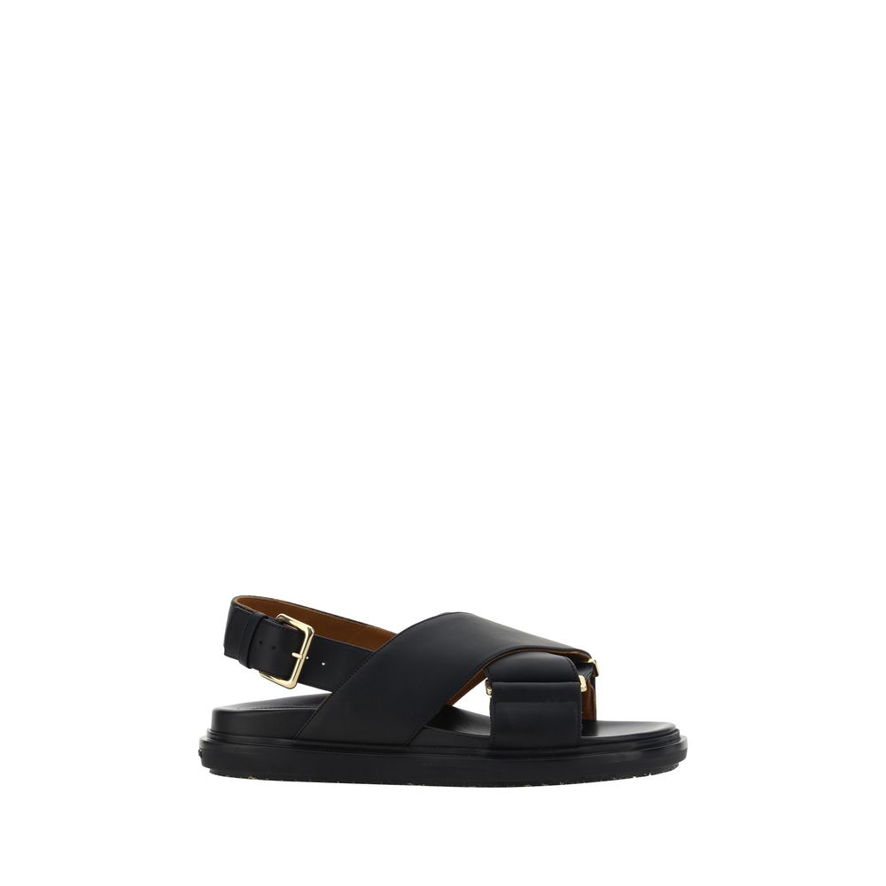 Marni Black Calf Leather Bos Taurus Sandals