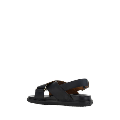Marni Black Calf Leather Bos Taurus Sandals