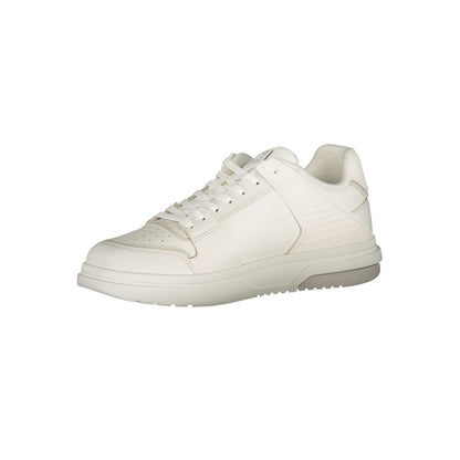 Tommy Hilfiger White Leather Men Sneaker with iconic logo and sleek design, perfect for style and comfort enthusiasts.