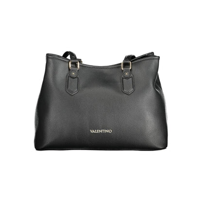 Mario Valentino Black Polyethylene Women Handbag with two handles and shoulder strap, elegant and functional design.