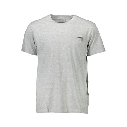 Alt Tag: Gray Guess Jeans t-shirt for men, crew neck, short sleeves, logo print, comfortable fit made of cotton and viscose blend.