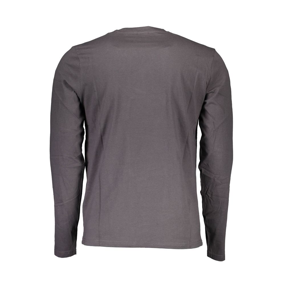 Back view of North Sails Brown Cotton Men T-Shirt with long sleeves and crew neck, showcasing simple elegance and sustainable fashion.