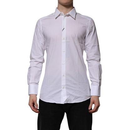 Dolce & Gabbana White Cotton GOLD Long Sleeves Formal Shirt
