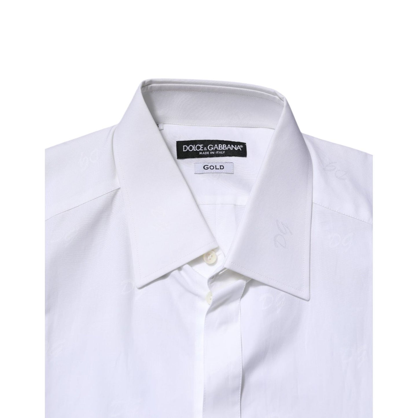 Dolce & Gabbana White Cotton GOLD Long Sleeves Formal Shirt