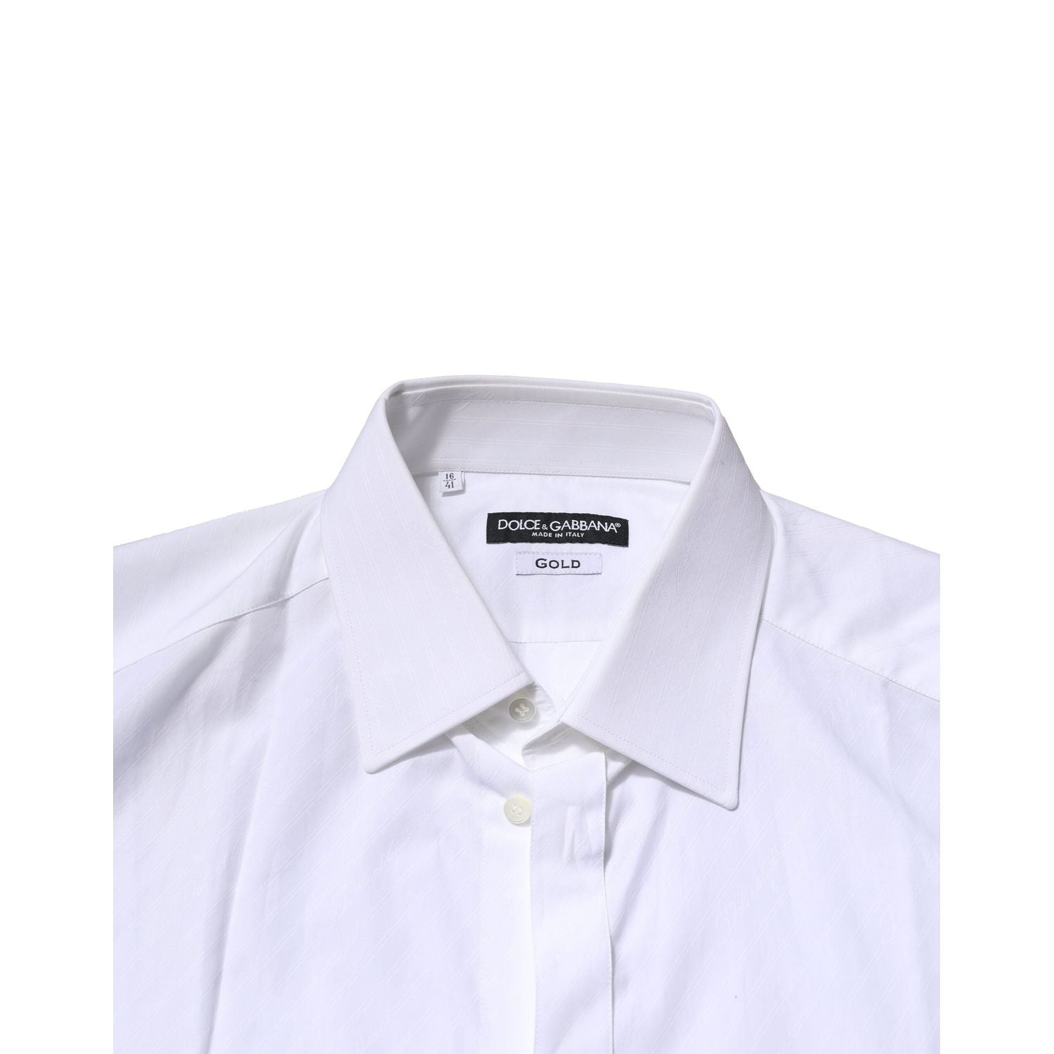 Dolce & Gabbana White Cotton GOLD Long Sleeves Formal Shirt