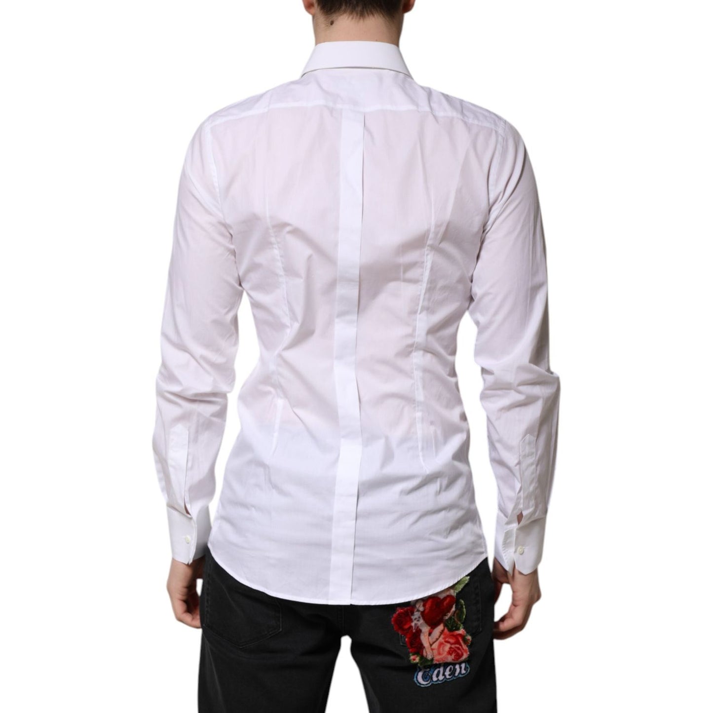 Dolce & Gabbana White GOLD Long Sleeves Dress Men Formal Shirt TSH906864-38