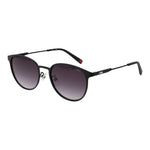 Fila Black Men Sunglass with black stainless steel full-rim frame, grey mirrored gradient lenses, UVA & UVB protection, style Panto.