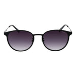 Fila Black Men Sunglass with black stainless steel frame, grey mirrored gradient lenses, and full-rim Panto style, size 52-19-140.