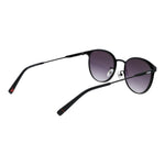 Fila Black Men Sunglass with black stainless steel full-rim frame and mirrored gradient grey lenses, size 52-19-140.