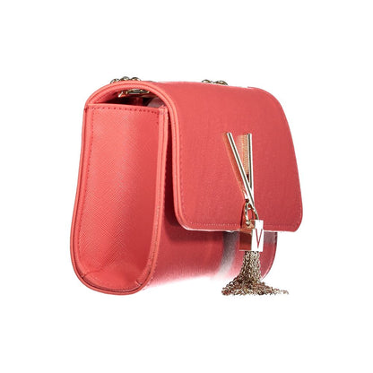Mario Valentino Pink Polyethylene Handbag with chain shoulder strap, logo, contrasting details, button closure, and internal pockets.