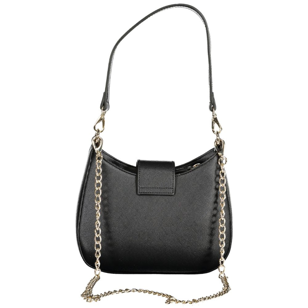 Mario Valentino Black Polyethylene Women Handbag with removable shoulder handle and chain strap