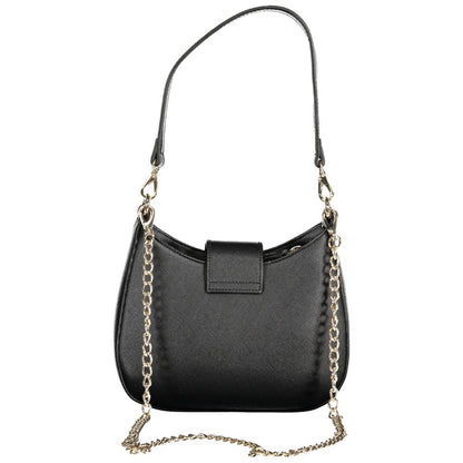 Mario Valentino Black Polyethylene Women Handbag with removable shoulder handle and chain strap