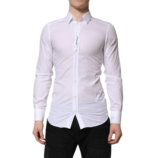 Dolce & Gabbana White GOLD Long Sleeves Dress Men Formal Shirt TSH906877-38