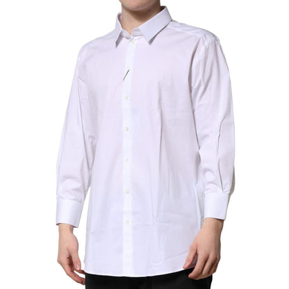 Dolce & Gabbana White GOLD Long Sleeve Dress Men Formal Shirt