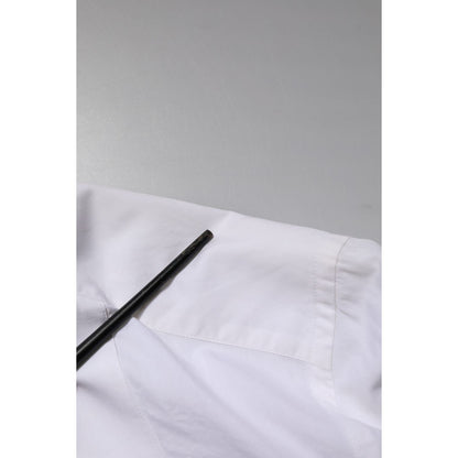 Dolce & Gabbana White GOLD Cotton Poplin Dress Formal Shirt