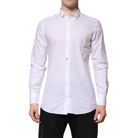 Dolce & Gabbana White GOLD Cotton Long Sleeves Men Formal Shirt TSH906920-41
