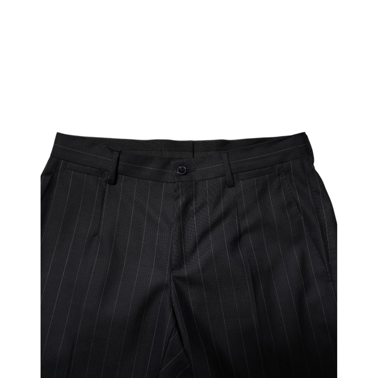 Dolce & Gabbana Black Wool Striped Formal Pants