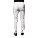 Dolce & Gabbana White Linen Mid Waist Cropped Pants
