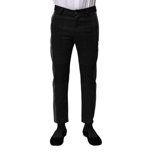 Dolce & Gabbana Black Gray Fantasy Cotton Formal Slim Pants