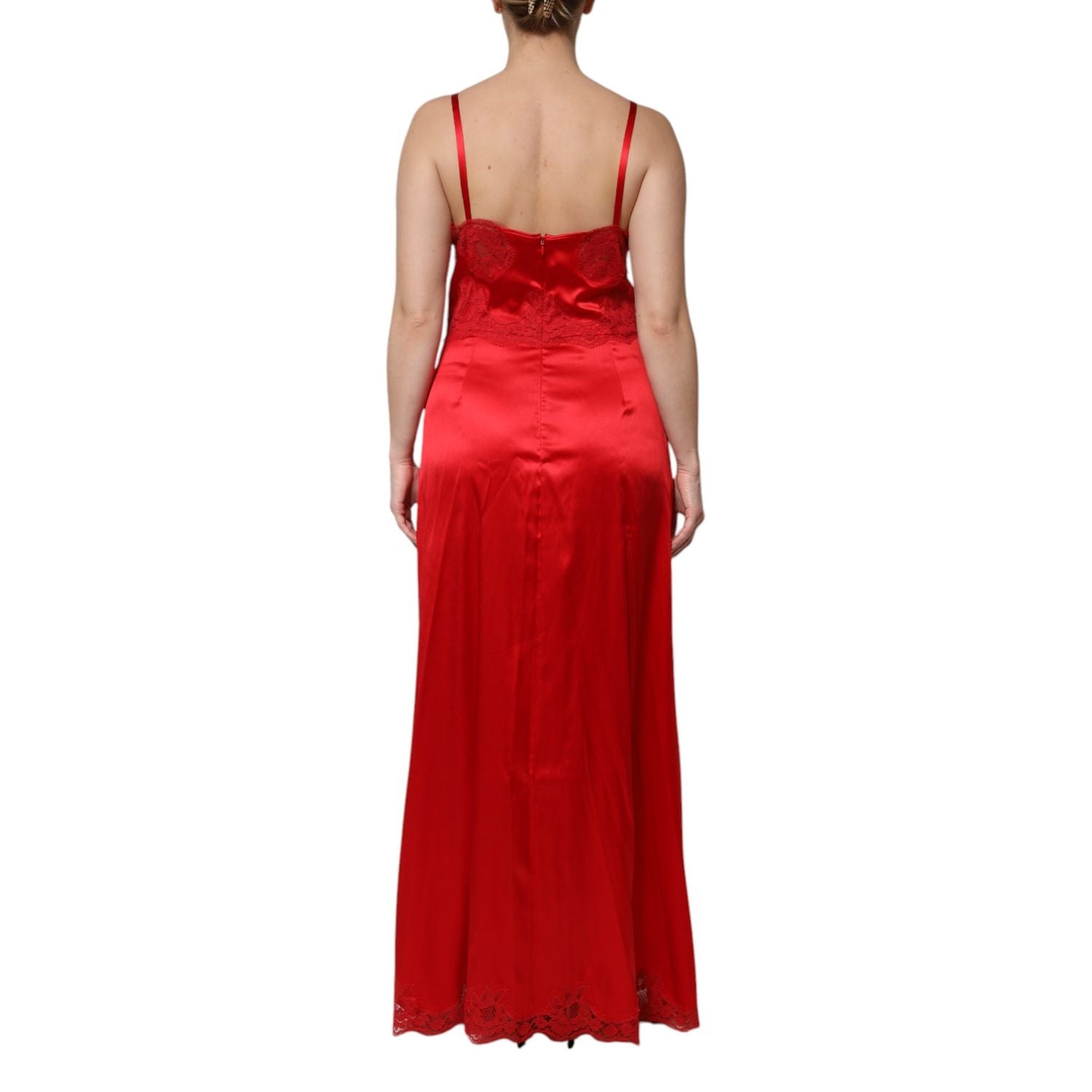 Dolce & Gabbana Red Silk Sleeveless Maxi Long Dress