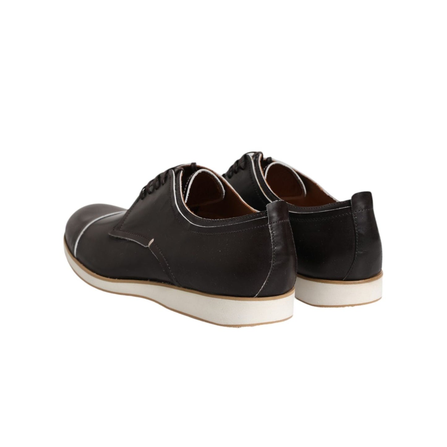 Pollini Dark Brown Leather Derby Lace Up Dress Formal Shoes MV7274-45