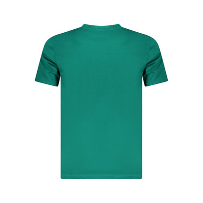 Cavalli Class Green Cotton T-Shirt with short sleeves and crew neck. Features printed logo on the front.
