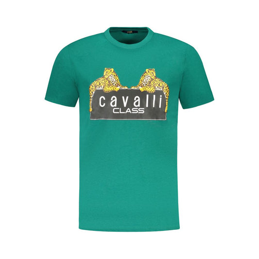 Cavalli Class Green Cotton Men T-Shirt CA-36654-M
