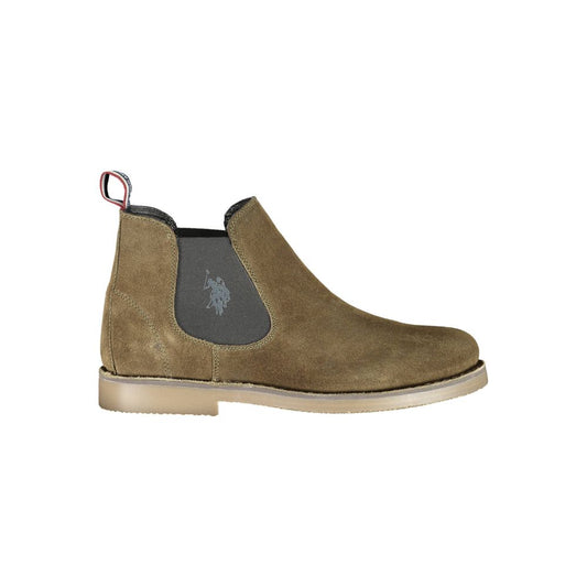 U.S. POLO ASSN. Green Leather Men Ankle Boot with iconic logo, showcasing chic green design and contrasting details for style and comfort.
