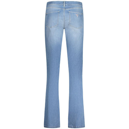 Back view of Guess Jeans Blue Cotton Women Jeans showcasing washed effect and classic style.