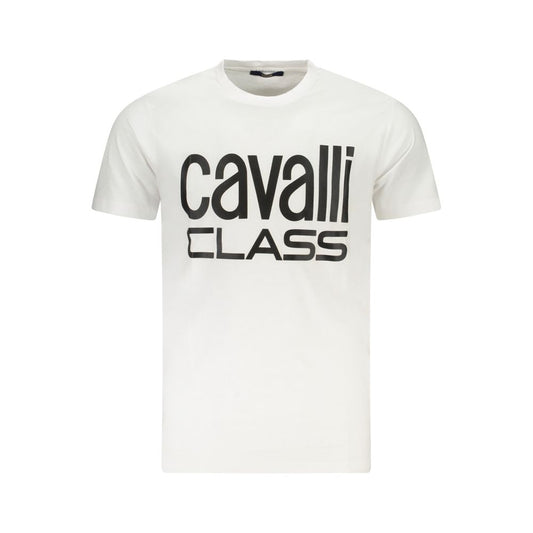Cavalli Class White Cotton T-Shirt CA-36718-XXL
