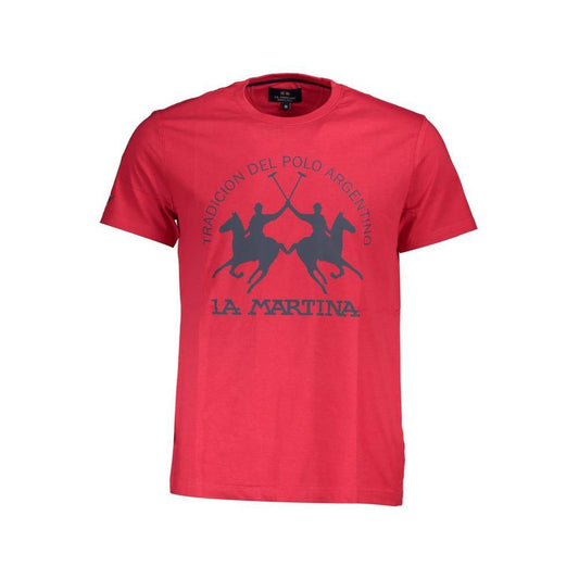 La Martina Red Cotton Men T-Shirt LA-36798-M