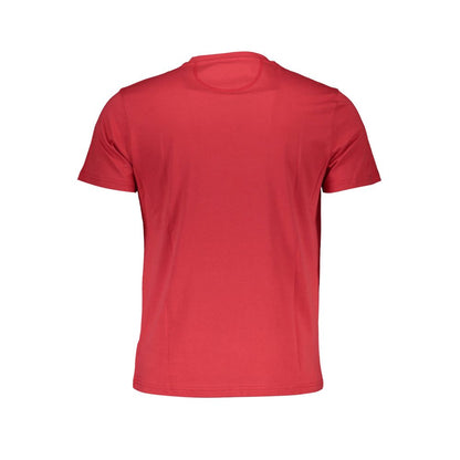 Back view of La Martina Red Cotton Men T-Shirt with short sleeves and crew neck.