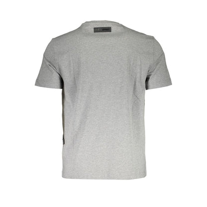 Back view of Plein Sport Brown Cotton Men T-Shirt in gray variant, showcasing crew neck and short sleeves for modern luxury.